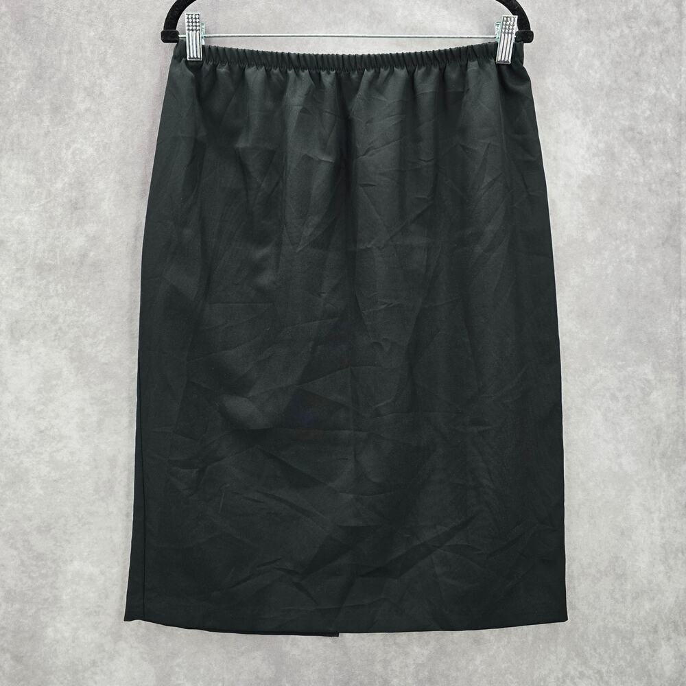Black Pull On Knee Length Elastic Office Corporate Church Classic Skirt‎ Size 14